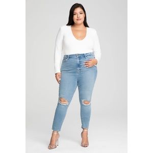 NWT Good American Good Legs Crop Blue523 Size 22